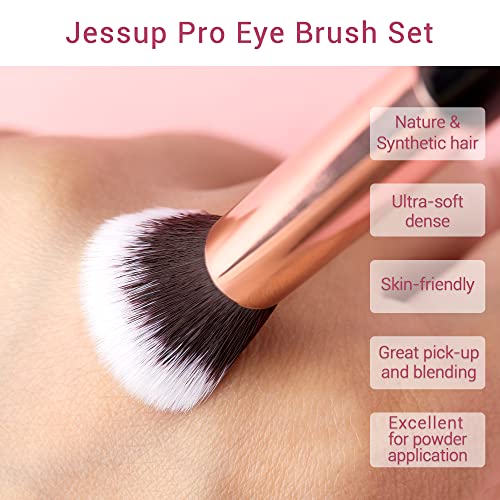 Jessup Eye Makeup Brushes Professional Eyeshadow Brush Set 15pcs T157 - color: C-Rose Gold/Pearl Black