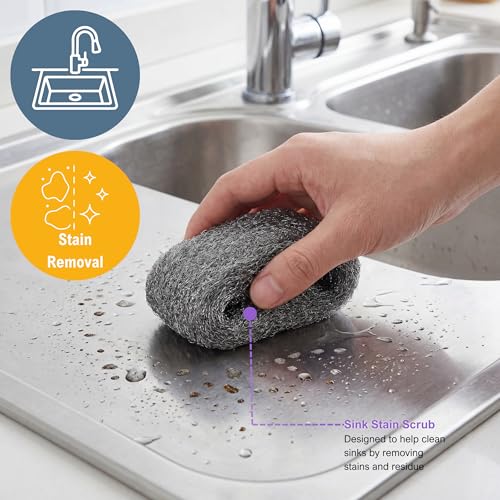 PAMI #3 Coarse Steel Wool Pads,Non-Scratch Metal Sponge for Cleaning,8-Pk - style: #3 - Coarse