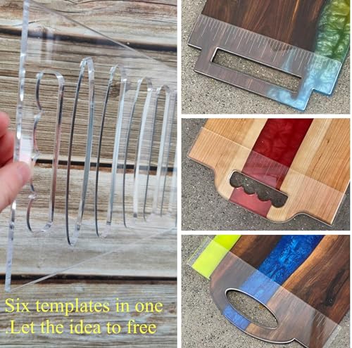 6 in1 Board Handle Router Template for Woodworking 1/4'' Thick DIY Router Template Grab Handle Acrylic Inlay Template Decorative Guide, Transparent