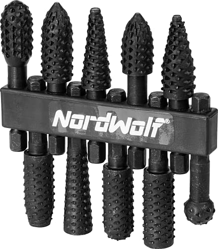 NordWolf 10-Piece Rotary Burr Wood Carving Rasp Files Set, with 1/4" Hex Shank for Wood Deburring, Shaping & Grooving - size: 1/4" Hex Shank (10 Pcs)