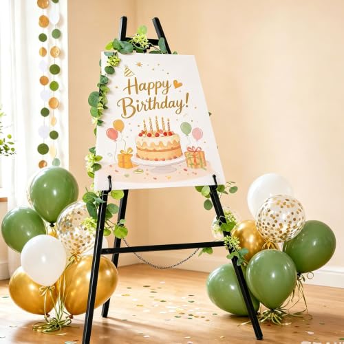 Black Easel Stand for Sign, Heavy Duty Metal Display Easel for Wedding