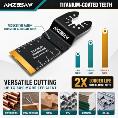 AMZBSAW 22PCS Titanium Oscillating Saw Blades, Multitool Blades for Metal - style: A-22 PCS