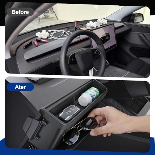 Topfit Tesla Model Y Dashboard Organizer, Multifunctional Storage Box Sunglasses Glove Box Organized (2025-2026) - style: 2025-2026