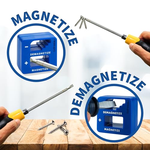 Drill Bit Magnetizer & Demagnetizer Tool for Screws, Blue, 3 Pack - color: Blue