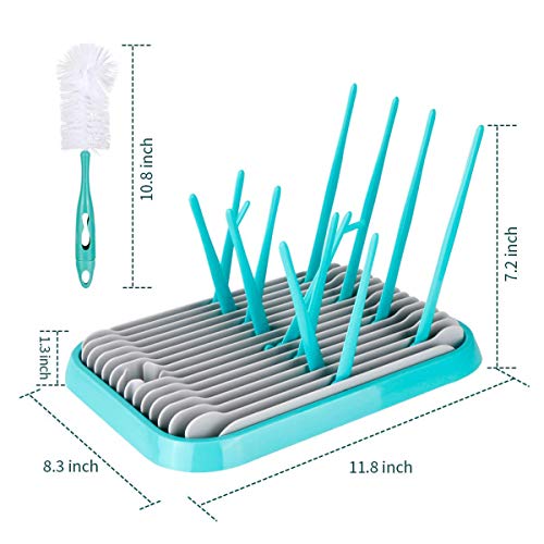 Baby Bottle Drying Rack with Bottle Cleaning Brush Set/Plastic Bag and Bottle Dryer - Drying Rack and The Planet Folds for Easy Storage