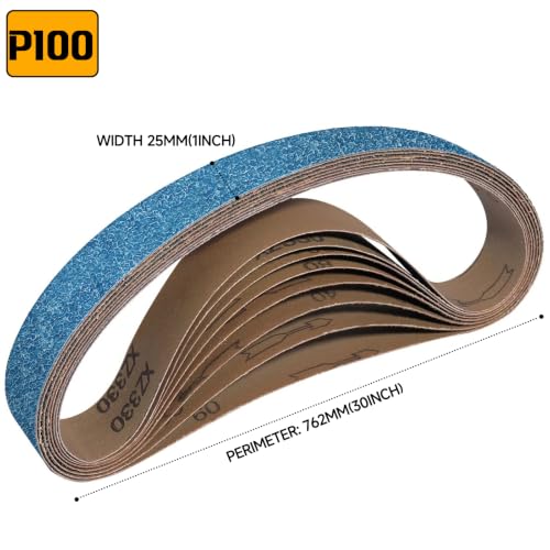 10-Piece Premium 1 x 30 Inch Zirconia Sanding Belts 100 Grit - color: 100 Grit, size: 1x30 Inch