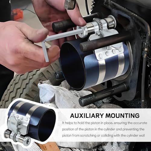 Car Engine Piston Ring Installer Removal Kit, Piston Ring Compressor with Piston Installer Plier, 2-1/8" to 6" Adjustable Size, No Damage Professional Piston Installing Tool