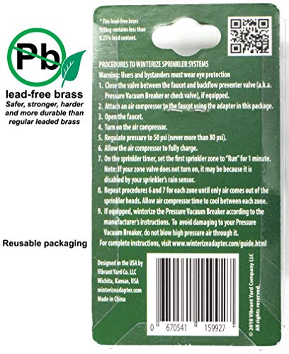 Sprinkler Winterize Blow Out Adapter, Lead-Free Brass - size: 3/4 inches