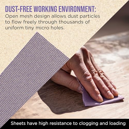 Dura-Gold 400 Grit 1/4 Sheet Size Purple Ceramic Mesh Sandpaper, Box of 16 - style: 400 Grit