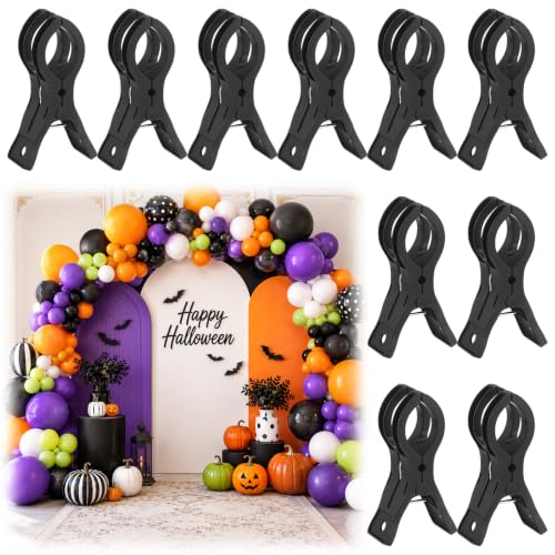 LemonRoad 10 Pack Large Balloon Arch Clips Spring Clamp for Backdrop, Black - color: Black