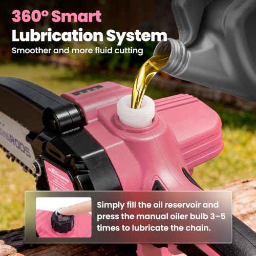 maXpeedingrods Mini Chainsaw Cordless, 6 inch Small Chainsaw Pink Chainsaw - color: Pink 2 Batteries