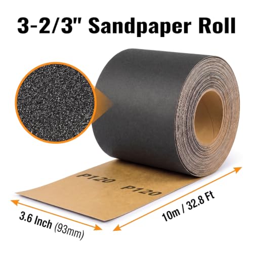 120 Grit Sandpaper Roll, Wet Dry Sand Paper 3-2/3" Wide 11 Yard - size: 120 Grit