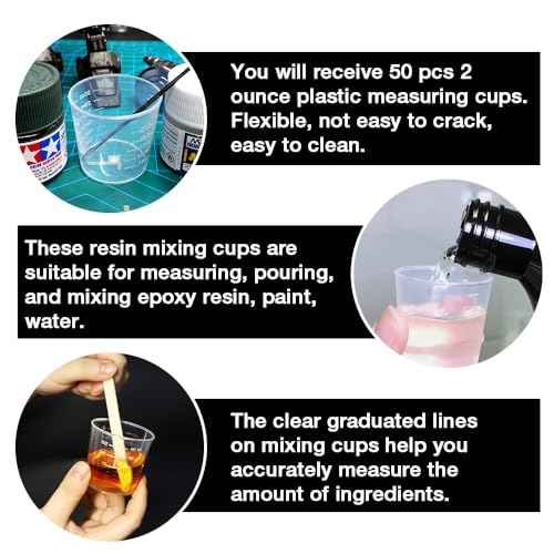 50 Pack 2 Oz Plastic Graduated Cups, Mixing Cups for Epoxy, Resin
