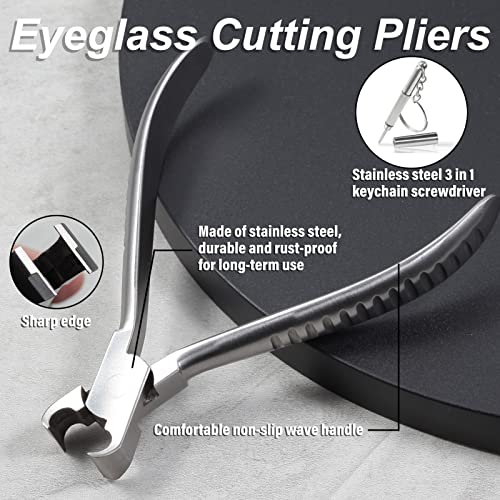 Eyeglass Cutting Pliers 5 Inch Eyeglasses Repairing Plier for Cutting Long Screws Plastic Rubber Plugs Eye Glasses Repair Cutter Plier with Professional Eyeglass Repair Screwdriver - size: H