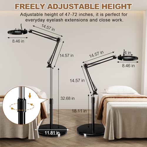 Esthetician 10X LED Magnifying Lamp, 2500 Lumens, Stepless Dimmable - color: Black