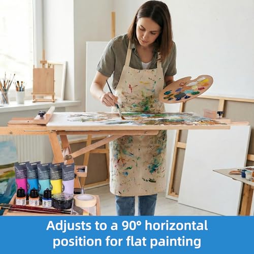 Falling in Art Large Horizontal Wooden Painting Easel, Holds up to 50'' - style: Natural