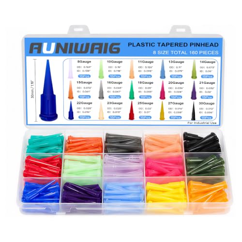 225PCS 15 Size Plastic Tapered Pinhead Blunt Tip Dispensing Needles - size: 15 Size-225pcs