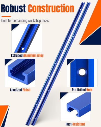 Vibit 4 Pcs 36" Aluminum T Track with Predrilled Mounting Holes & Screws - size: 4 PCS-36 Inch