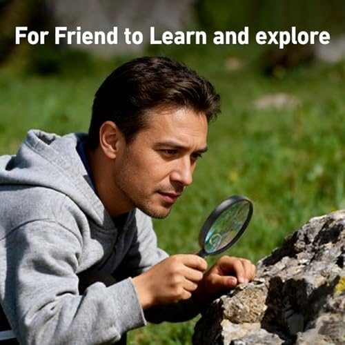 Lakei 10X Handheld Reading Magnifier Glass, Non-Slip Handle,110mm(Black) - color: Black, size: 110mm