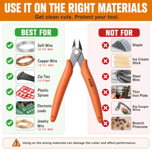 KATA Mini Flush Cutters, 5-Inch Micro Wire Cutters for Jewelry & Model Kits - color: 1 Pack 5" Orange