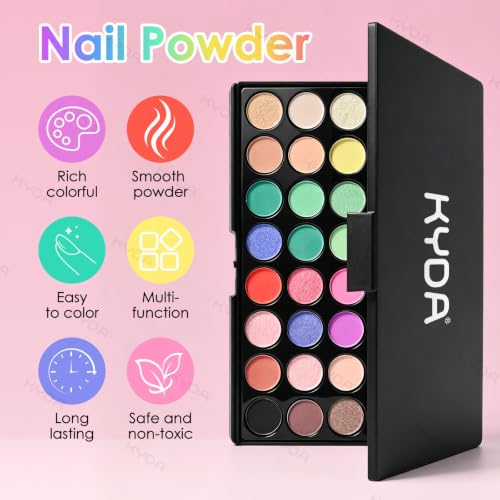 Ownest 40 Colors Pigment Nail Powder with Brushes - color: 40 colors
