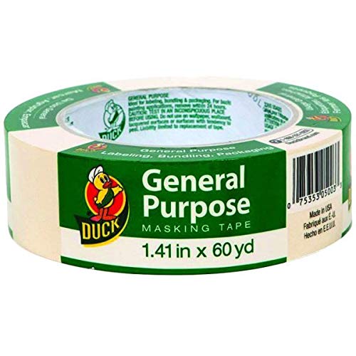 Duck Brand 394697 General Purpose Masking Tape, 1.41-Inch by 60-Yard, Single Roll, Beige - size: 1 Roll, 1.41" Width