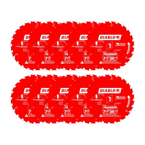 Diablo Framing Saw Blade - 7-1/4" x 24-Tooth, 8000 Max RPM, 10-Pack - size: 5/8" Arbor x 7-1/4" Dia (10 Pack)
