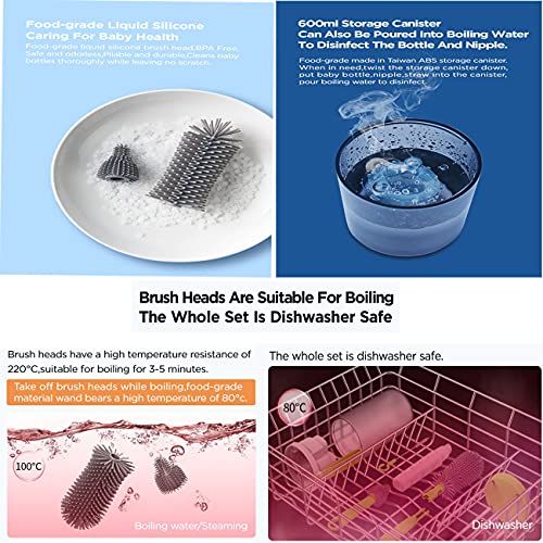Travel Baby Bottle Drying Rack with Bottle Cleaning Brush Set, Blue - color: Blue