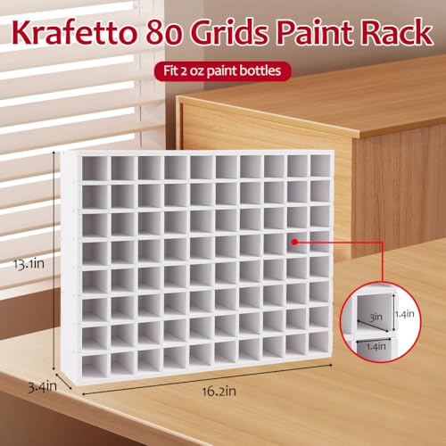 64 Grids Paint Organizer, Wall Mountable Craft Paint Storage Rack - color: 80 Grids