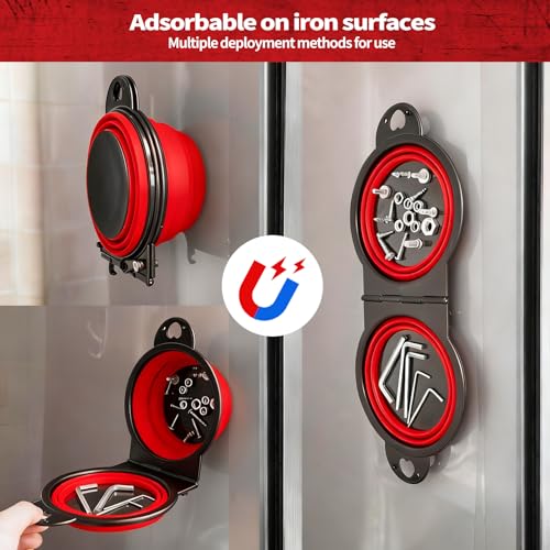Magnetic Trays, Magnetic Bowl for Screws, Magnetic Tool Tray (red2.0) - style: red2.0