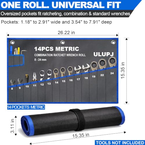 2PCS Wrench Roll, Wrench Organizer Roll Up Pouch, Heavy-Duty Tool Pouch Bag