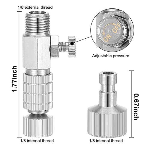 6ft Braided Airbrush Hose Kit, 1/8" 1/4" Adapters & Quick Release