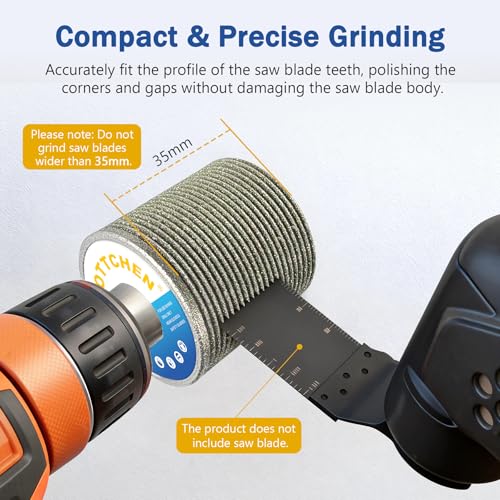 SCOTTCHEN Oscillating Saw Blade Sharpener, Re-Sharpens Dull Saw Blades, Diamond Oscillating Multi-Tool Blade Sharpener for Hand Drills - Upgraded Frameless Design to Quickly Restore Dull Blades