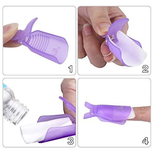 HiMo 10PC Plastic Acrylic Nail Art Soak Off Cap Clip UV Gel Polish Remover Wrap Tool (Black) - color: Black
