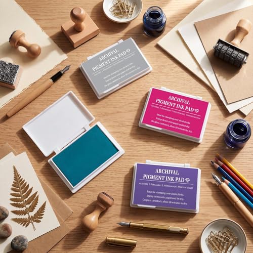 MotiMind 4 Pcs Multicolor Archival Pigment Waterproof Ink Pad for Stamp - color: Multicolor