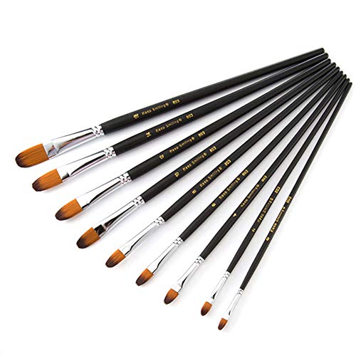 9 Pcs Filbert Large Paint Brushes Set, Synthetic Hair, Long Handle - size: Filbert (Long Handle)