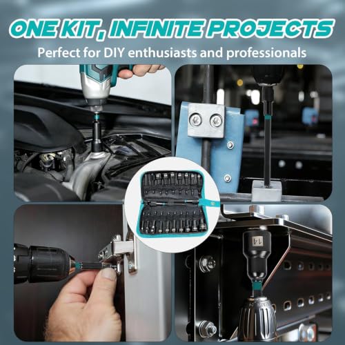 21-Pc Impact Magnetic Nut Driver Set, 1/4" Hex Bits Sockets SAE/Metric - size: 21-Pc Magnetic Nut Driver Set
