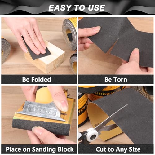 Sandpaper Roll 220 Grit, Wet Dry Sand Paper 3-2/3" Wide 11 Yard - style: 220 Grit