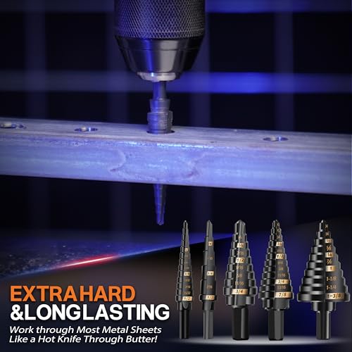 KSEIBI Industrial Grade Unibit 5-Pieces Step Drill Bits Set - size: #1-#5 (1/8-1 3/8 inch)