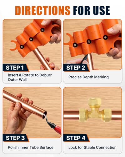17 PCS Pipe Deburring Tool Set, Depth Gauge and Removal Tools for Sharkbite, Deburring Tool with 10 High Speed Steel Blades, Plumbing Tools Kit for PVC PEX Copper Aluminum Pipes - color: 17 PCS