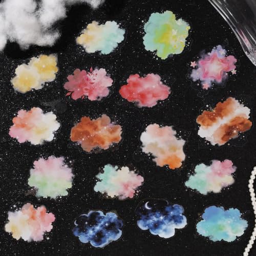 120 Pcs Watercolor Cloud PET Stickers, Aesthetic Gradient Decals - color: Record of Stained Stars