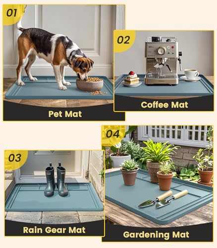 Under Sink Mats for Kitchen Waterproof 34"x22",Teal - color: Teal