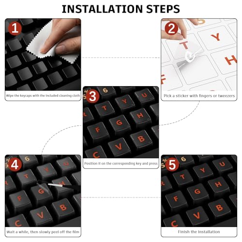 ProElife Gradient Keyboard Letter Stickers with Tweezer, Short, Orange - color: Ombre Orange