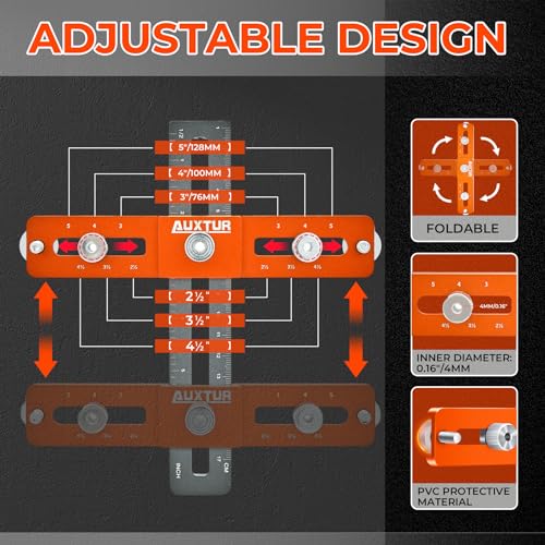 Cabinet Hardware Jig, Adjustable Cabinet Handle Template Tool with Alignment Hole, Punch Locator Drill Guide for Knobs,Handles and Pulls, Cabinet Template Tool for Drawer Cabinet Installation