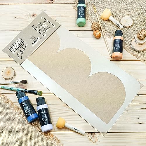 Border Reusable Plastic Wall Stencil // Frill - SEMICIRCLES 14 // Art Craft Mylar Template (8.3"x17.7") - color: Frill Semicircles 14, size: 21x45cm
