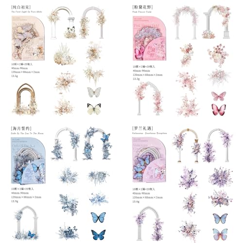 120 Pcs Aesthetic Floral Arch PET Stickers for Journaling - color: Romantic Collection