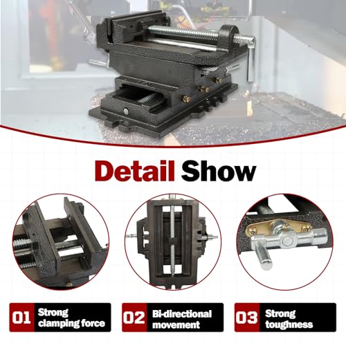 findmall 6 Inch Cross Slide Drill Press Vise Heavy Duty Benchtop - color: Black, size: 6 inch