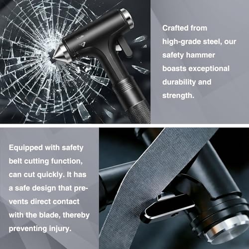Tesla Glass Breaker Window Breaker Seatbelt Cutter Safety Hammer Car Window Breaker Tool Seatbelt Cutter Emergency Rescue Tools Metal Window Hammer Model Y/3/X/S Car Accessories (Black) - color: Black