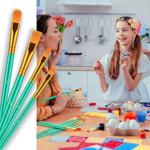 Artstorys 10Pcs Paint Brush Set, Small Round Detail Tips, Green - color: Green,nickel