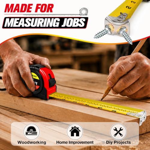 JETMORE 2 Pack Tape Measure, Measuring Tape Retractable with Magnetic Hook - size: 2-Pack Red